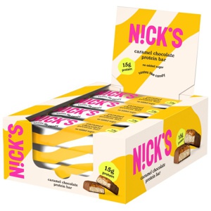 Nicks Protein Bar Karamelchokolade 12-pak produktbillede