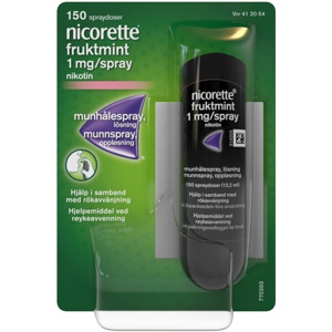 Nicorette 1 mg/dose munnspray fruktmint 150 doser produktbilde