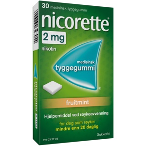 Nicorette 2mg tyggegummi fruitmint 30 stk produktbilde