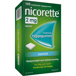 Nicorette 2 mg tyggegummi icemint 105 stk produktbilde