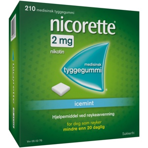 Nicorette 2 mg tyggegummi icemint 210 stk produktbilde