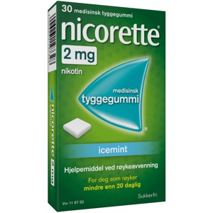 Nicorette 2 mg tyggegummi icemint 30 stk produktbilde