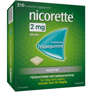 Nicorette 2 mg tyggegummi, Nøytral, 210 stk. produktbilde