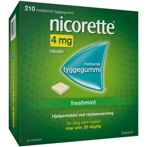 Nicorette 4 mg tyggegummi freshmint 210 stk produktbilde