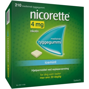 Nicorette 4 mg tyggegummi icemint 210 stk produktbilde