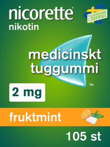 Nicorette Fruktmint, medicinskt tuggummi 2 mg, 105 st produkt bild