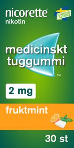 Nicorette Fruktmint, medicinskt tuggummi 2 mg 30 st produkt bild