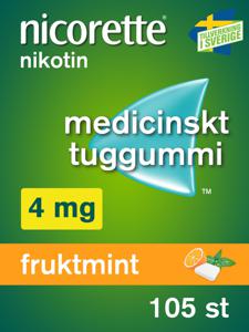 Nicorette Fruktmint, medicinskt tuggummi 4 mg 105 st produkt bild