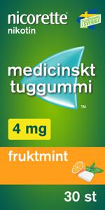 Nicorette Fruktmint, medicinskt tuggummi 4 mg 30 st produkt bild