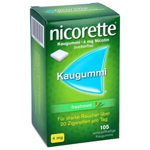 nicorette 4 mg Nikotinkaugummi freshmint für Raucher zum Aufhören Produktbild