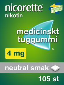 Nicorette, medicinskt tuggummi 4 mg, 105 st produkt bild