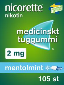 Nicorette Mentolmint, medicinskt tuggummi 2 mg 105 st produkt bild