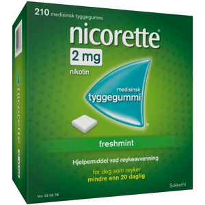 Nicorette Tyggegummi 2mg Freshmint 210 stk produktbilde