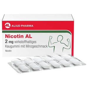 Nicotin AL 2 mg wirkstoffhaltiges Kaugummi mit Minzgeschmack, 204 St Kaugummi Produktbild