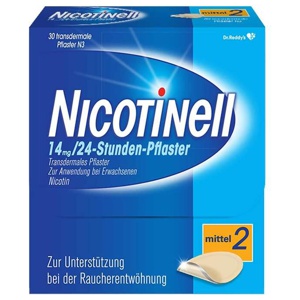 NICOTINELL 14 mg / 24-Stunden- Nikotinpflaster, Pflasterstärke Mittel (2), 30 St Pflaster transdermal Produktbild