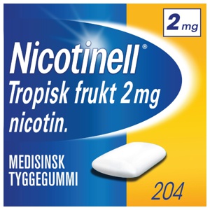Nicotinell 2 mg tyggegummi tropisk frukt 204 stk produktbilde