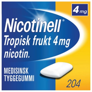 Nicotinell 4 mg tyggegummi tropisk frukt 204 stk produktbilde