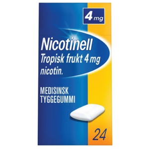 Nicotinell 4mg tyggegummi tropisk frukt 24 stk produktbilde