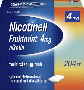 Nicotinell Fruktmint 4 mg Nikotin, Medicinskt tuggummi, 204 styck produkt bild