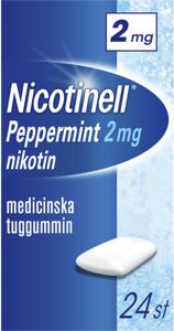 Nicotinell Peppermint, medicinskt tuggummi 2 mg 24 st produkt bild