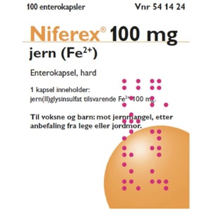 Niferex 100 mg enterokapsler 100 stk produktbilde