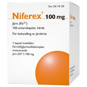 Niferex, enterokapsel, hård 100 mg UCB Nordic A/S, 100 st produkt bild