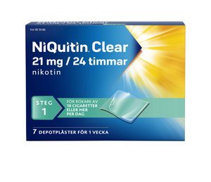 NiQuitin Clear, depotplåster 21 mg/24 timmar 7 st produkt bild