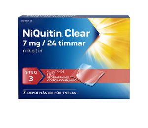 NiQuitin Clear, depotplåster 7 mg/24 timmar 7 st produkt bild