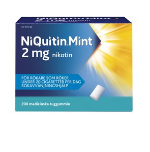NiQuitin Mentolmint medicinskt tuggummi 2 mg 200 st produkt bild