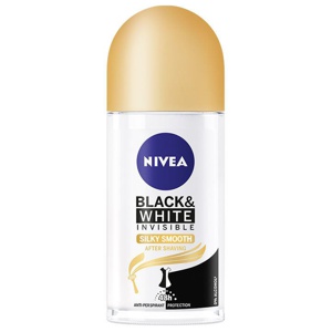 NIVEA Deo Rollon Black & White Silky Smooth 50 ml produkt bild