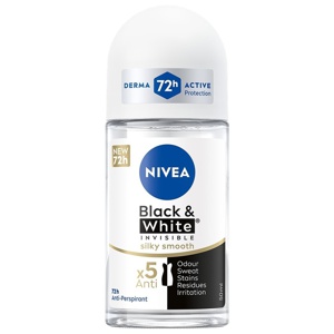 NIVEA Antiperspirant Deo Black & White Silky Smooth Roll On 50 ml produkt bild
