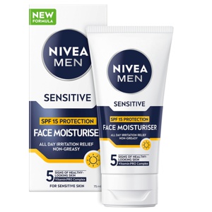 NIVEA Men Sensitive Moisturiser Face Cream SPF15 75ml produktbilde