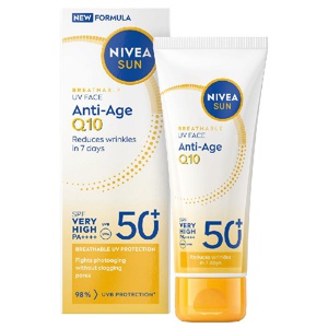NIVEA SUN UV Face Anti-Age Q10 Cream SPF 50+ 40 ml produktbilde