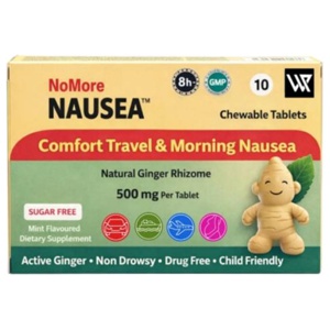 NoMore Nausea Natural Travel, Motion and Morning Sickness Chewable 10 Tablets product image
