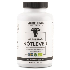 Nordic Kings Græsfodret Okselever ØKO 180 kapsler produktbillede