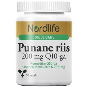 Nordlife Punane Riis 200mg Q10 kapslid N30 toote pilt
