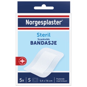 Norgesplaster Scankvikk bandasje hvit 5,4 x 7,6 cm 5 stk produktbilde