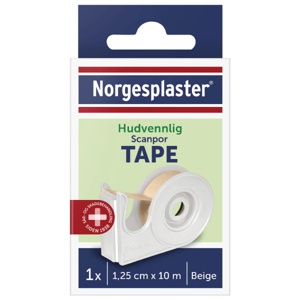 Norgesplaster Scanpor tape med dispenser beige 1,25 cm x 10 m produktbilde