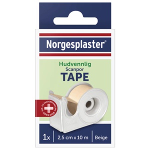 Norgesplaster Scanpor tape med dispenser beige 2,5 cm x 10 m produktbilde