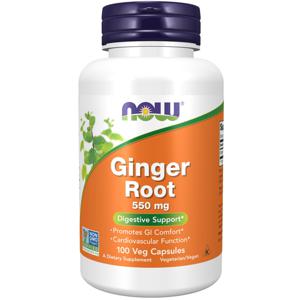 NOW Ginger 550 mg 100 vegkapslar produkt bild
