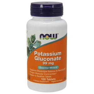 Now Potassium Gluconate 99 mg – 100 tabletter   Kaliumtilskudd produktbilde