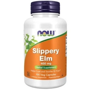 NOW Slippery Elm 400 mg   Rødalm for mage, tarm og slimhinner – 100 vegkapsler produktbilde