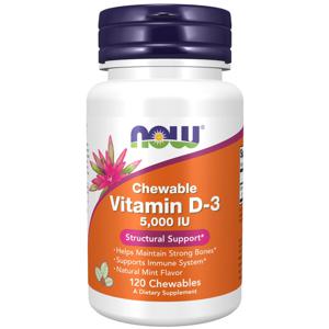 NOW Vitamin D-3 5000 IU 120 sugtabletter mintsmak produkt bild