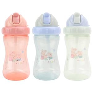 Nuby Peppa Pig Evie Straw Cup Flip Cap 320 ml Pi/Bl/Gr +12m produkt bild