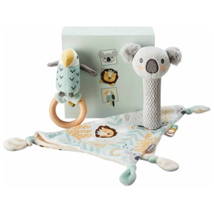 Nuby presentkit snuttefilt & leksaker animal adventure produkt bild