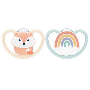 NUK Space Napp Silikon 0-6 Månader Beige/Blå 2 st produkt bild