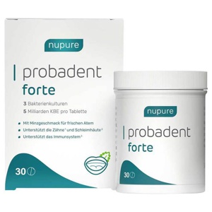Nupure probadent forte 3 Bakterien Kulturen 5 Mrd. KBE Lutschtabletten, 30 St Lutschtabletten Produktbild
