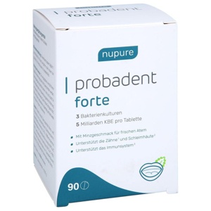 Nupure probadent forte 3 Bakterien Kulturen 5 Mrd. KBE Lutschtabletten, 90 St Lutschtabletten Produktbild