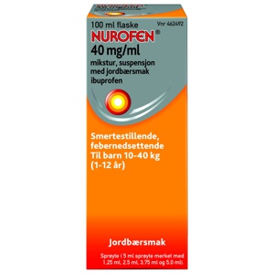 Nurofen 40 mg/ml mikstur jordbærsmak 100 ml produktbilde