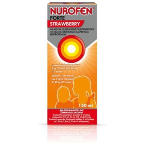 NUROFEN FORTE STRAWBERRY SUUKAUDNE SUSP. 40MG 150 ml toote pilt